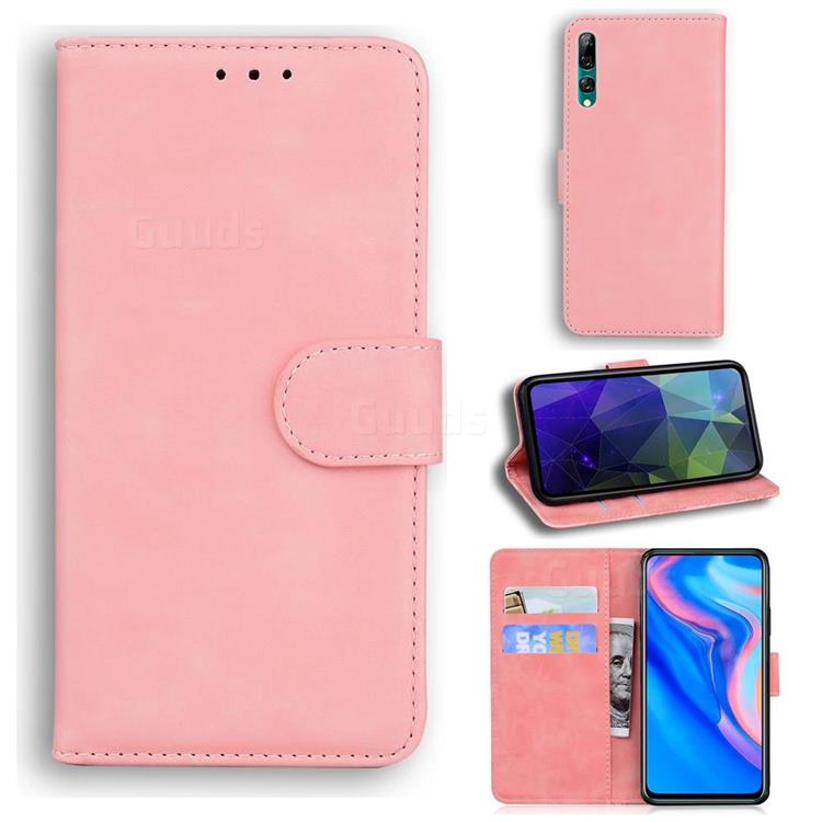 Retro Classic Skin Feel Leather Wallet Phone Case for Huawei P Smart Z (2019) - Pink