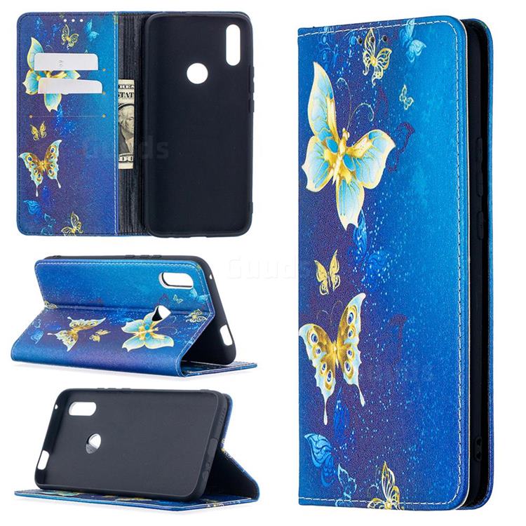 Gold Butterfly Slim Magnetic Attraction Wallet Flip Cover for Huawei P Smart Z (2019)