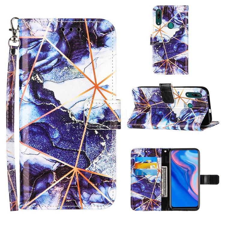 Starry Blue Stitching Color Marble Leather Wallet Case for Huawei P Smart Z (2019)