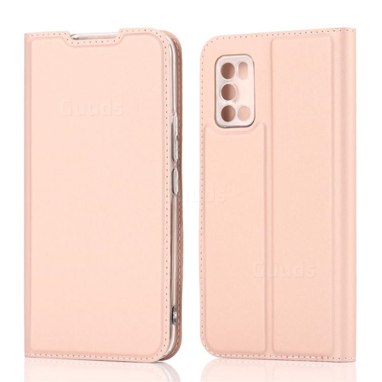 Ultra Slim Card Magnetic Automatic Suction Leather Wallet Case for Rakuten Big s - Rose Gold
