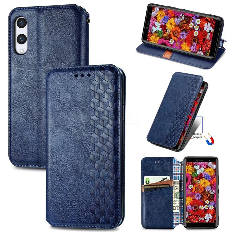 Ultra Slim Fashion Business Card Magnetic Automatic Suction Leather Flip Cover for Rakuten Hand - Dark Blue