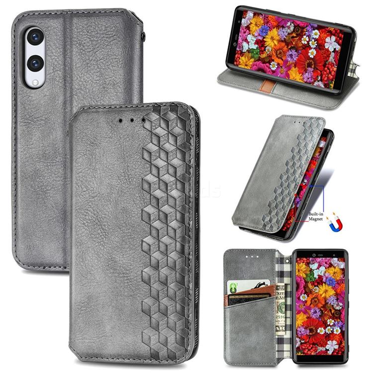 Ultra Slim Fashion Business Card Magnetic Automatic Suction Leather Flip Cover for Rakuten Hand - Grey