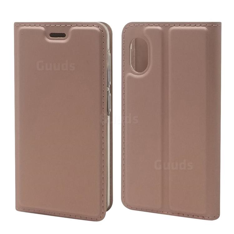 Ultra Slim Card Magnetic Automatic Suction Leather Wallet Case for Rakuten Mini - Rose Gold