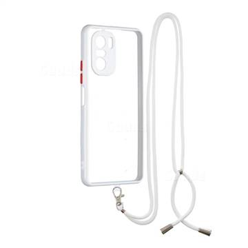 Necklace Cross-body Lanyard Strap Cord Phone Case Cover for Xiaomi Redmi K40 / K40 Pro - White