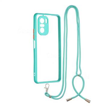 Necklace Cross-body Lanyard Strap Cord Phone Case Cover for Xiaomi Redmi K40 / K40 Pro - Blue