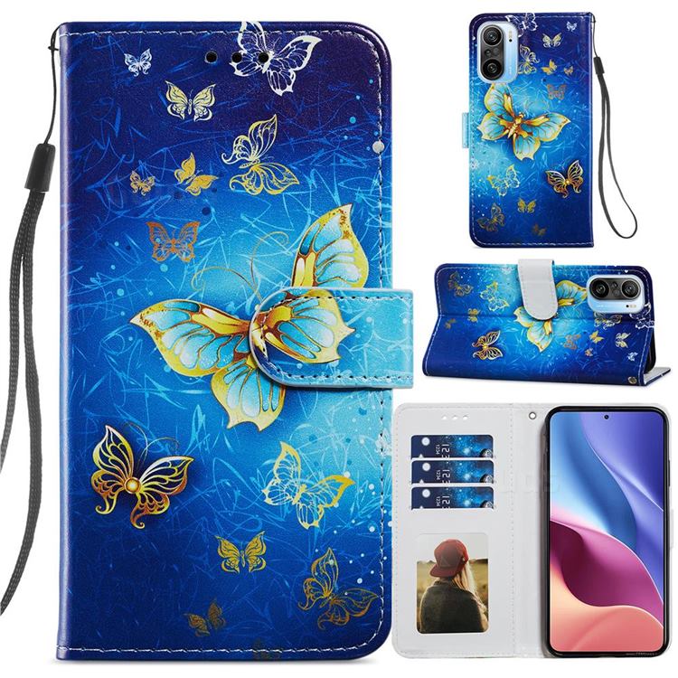 Phnom Penh Butterfly Smooth Leather Phone Wallet Case for Xiaomi Redmi K40 / K40 Pro