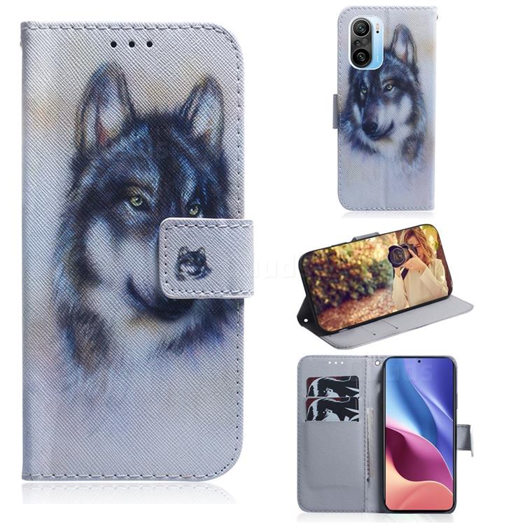 Snow Wolf PU Leather Wallet Case for Xiaomi Redmi K40 / K40 Pro