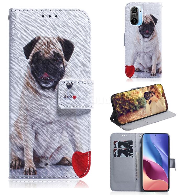 Pug Dog PU Leather Wallet Case for Xiaomi Redmi K40 / K40 Pro