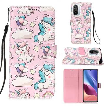Angel Pony 3D Painted Leather Wallet Case for Xiaomi Redmi K40 / K40 Pro