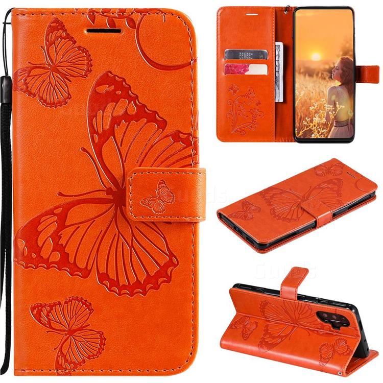 Embossing 3D Butterfly Leather Wallet Case for Xiaomi Redmi K40 Gaming - Orange