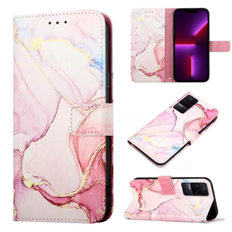 Rose Gold Marble Leather Wallet Protective Case for Xiaomi Redmi K50 / K50 Pro