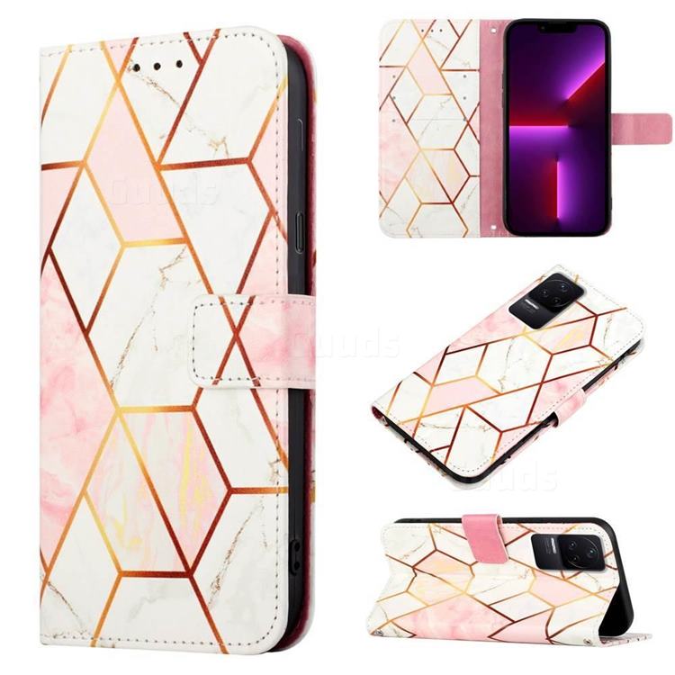 Pink White Marble Leather Wallet Protective Case for Xiaomi Redmi K50 / K50 Pro
