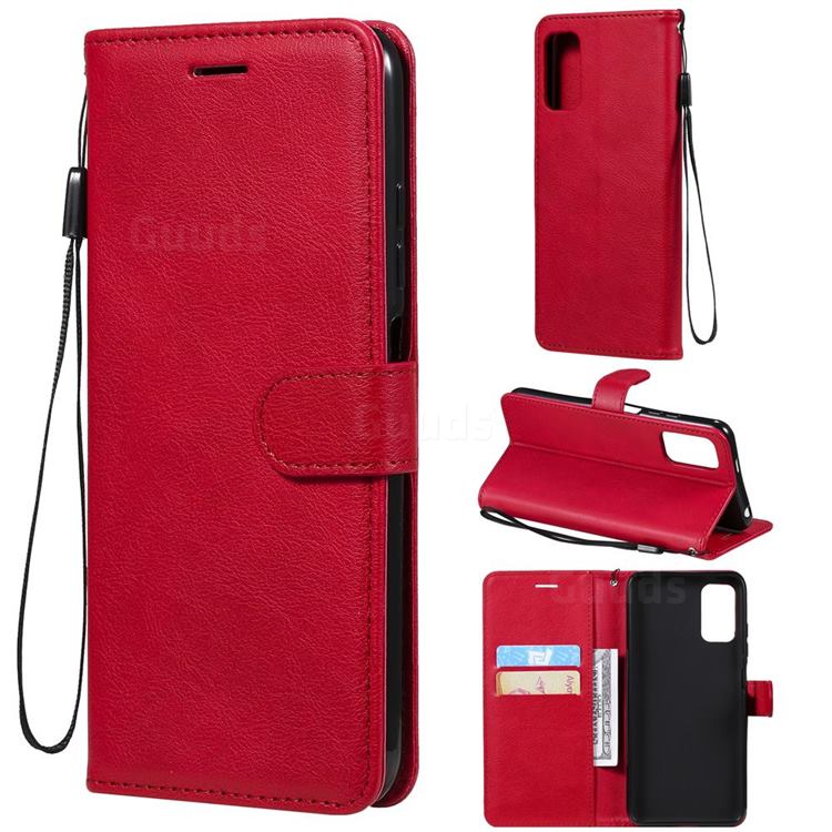 Retro Greek Classic Smooth PU Leather Wallet Phone Case for Xiaomi Redmi Note 10 5G - Red