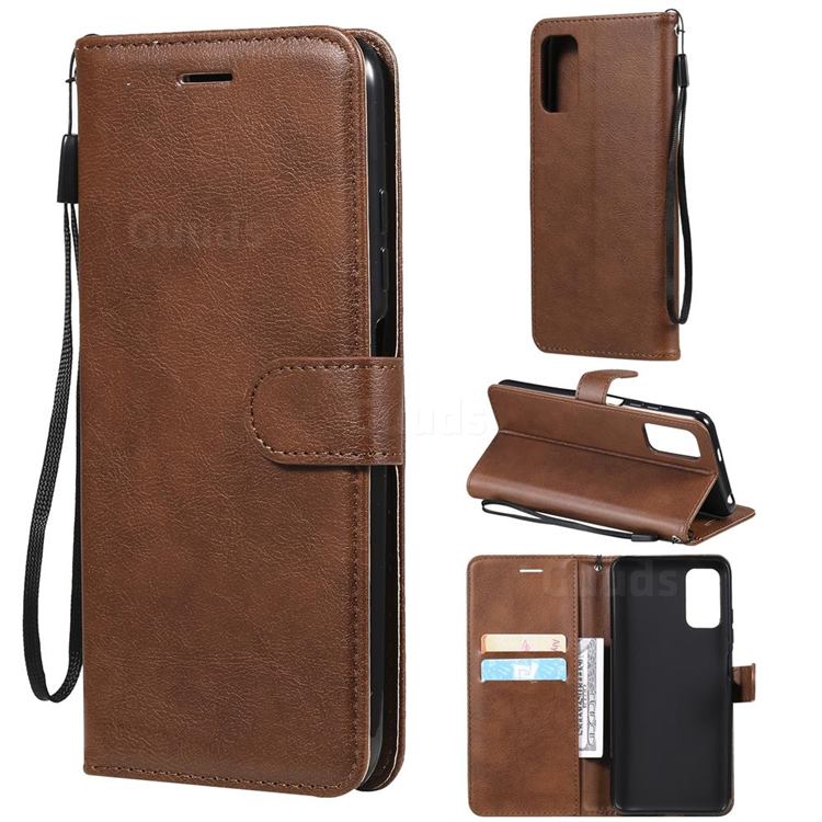 Retro Greek Classic Smooth PU Leather Wallet Phone Case for Xiaomi Redmi Note 10 5G - Brown