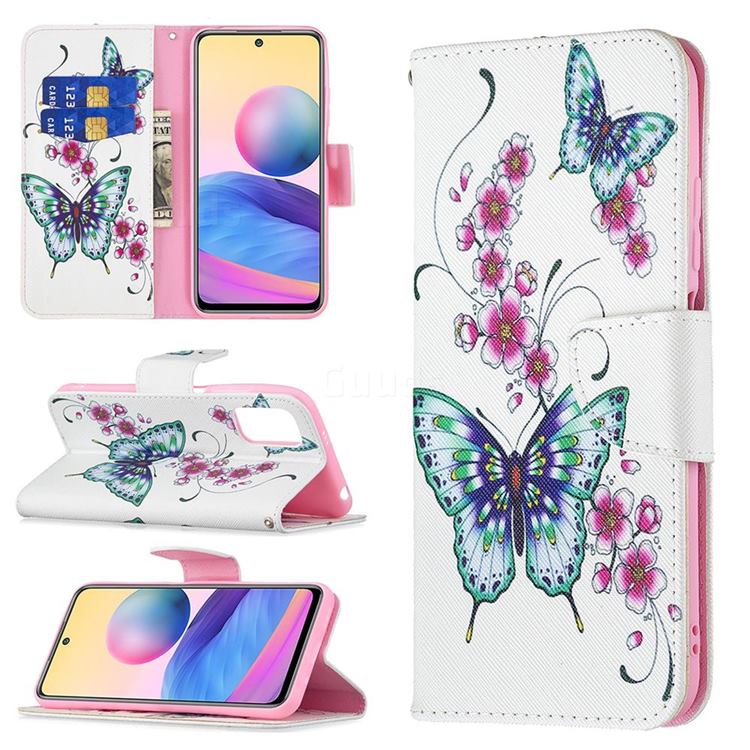 Peach Butterflies Leather Wallet Case for Xiaomi Redmi Note 10 5G