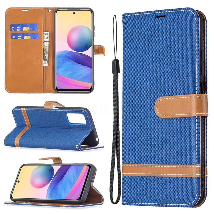 Jeans Cowboy Denim Leather Wallet Case for Xiaomi Redmi Note 10 5G - Sapphire