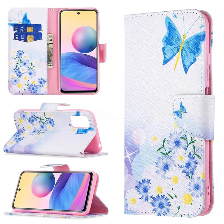 Butterflies Flowers Leather Wallet Case for Xiaomi Redmi Note 10 5G