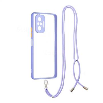 Necklace Cross-body Lanyard Strap Cord Phone Case Cover for Xiaomi Redmi Note 10 Pro / Note 10 Pro Max - Purple