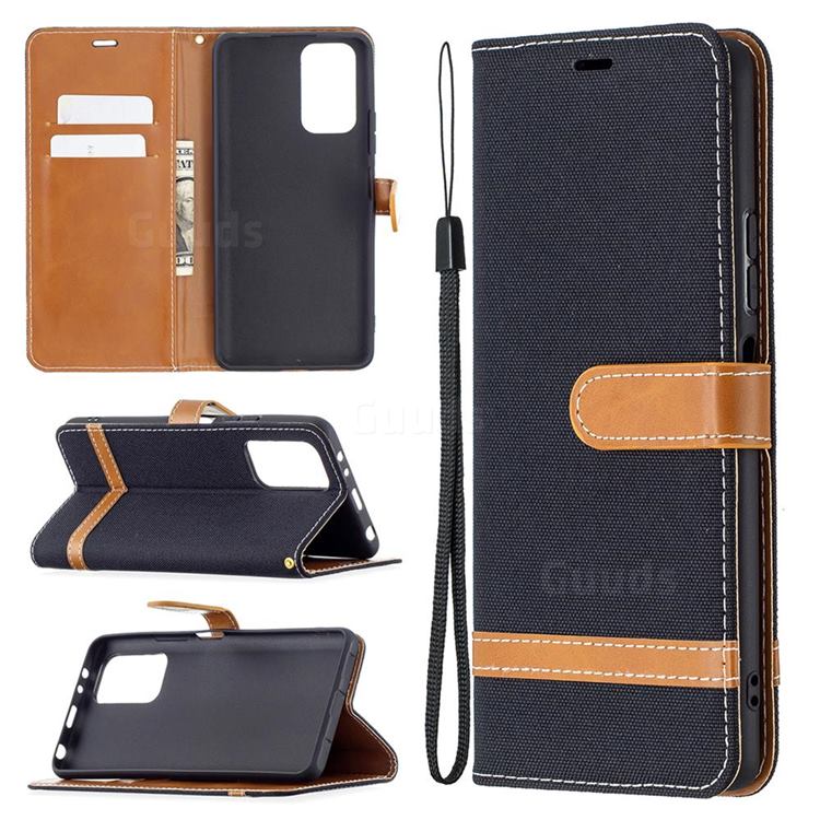 Jeans Cowboy Denim Leather Wallet Case for Xiaomi Redmi Note 10 Pro / Note 10 Pro Max - Black