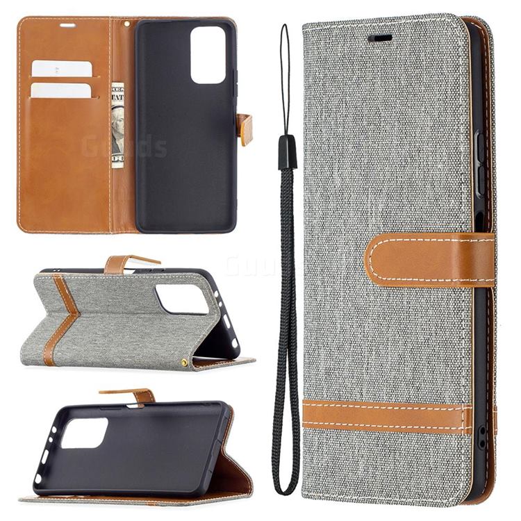 Jeans Cowboy Denim Leather Wallet Case for Xiaomi Redmi Note 10 Pro / Note 10 Pro Max - Gray
