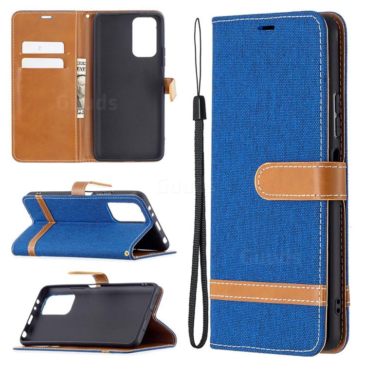Jeans Cowboy Denim Leather Wallet Case for Xiaomi Redmi Note 10 Pro / Note 10 Pro Max - Sapphire