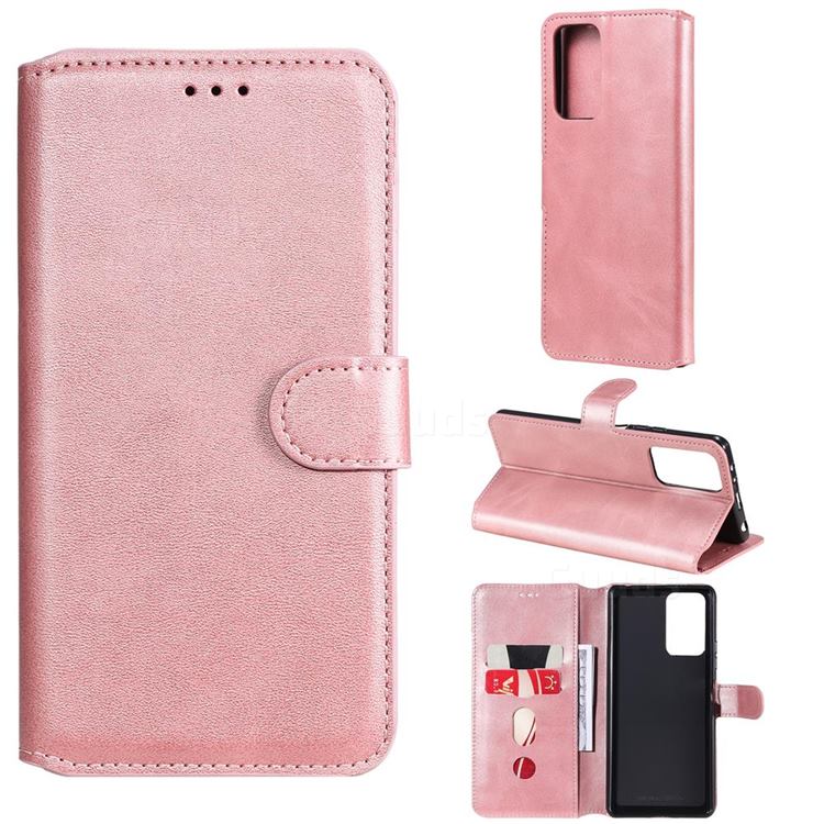 Retro Calf Matte Leather Wallet Phone Case for Xiaomi Redmi Note 10 Pro / Note 10 Pro Max - Pink
