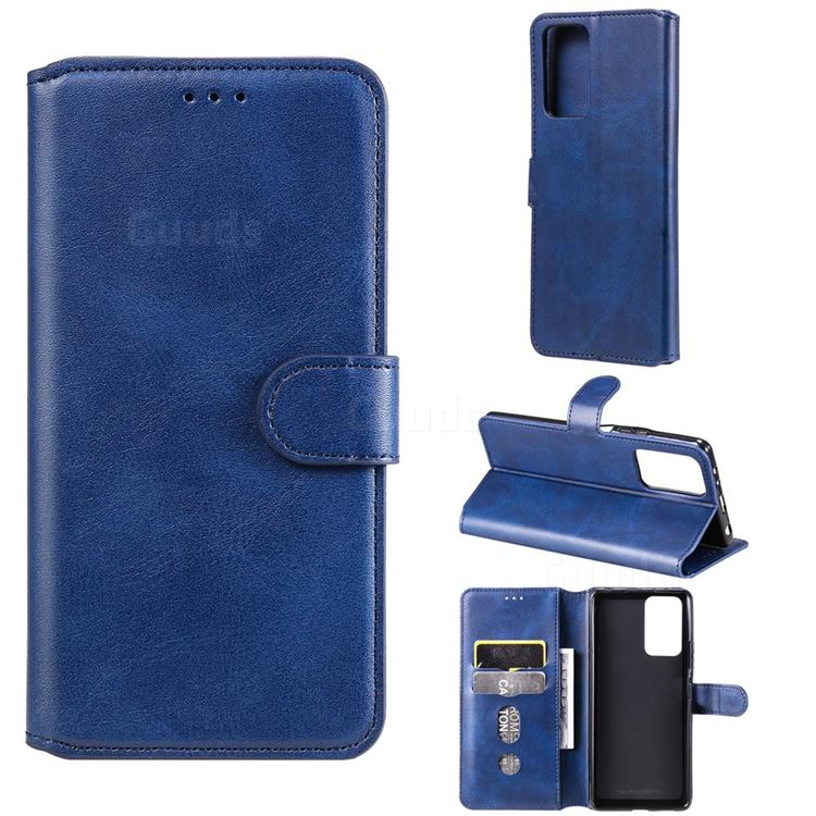 Retro Calf Matte Leather Wallet Phone Case for Xiaomi Redmi Note 10 Pro / Note 10 Pro Max - Blue