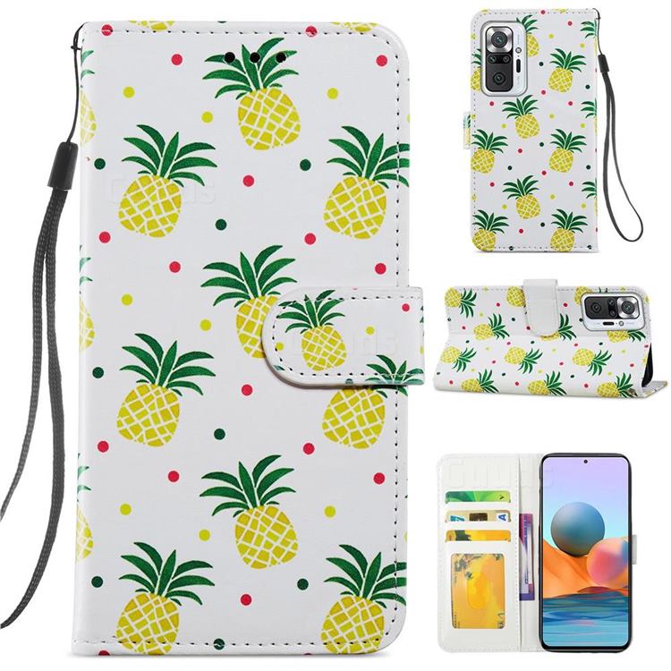Pineapple Smooth Leather Phone Wallet Case for Xiaomi Redmi Note 10 Pro / Note 10 Pro Max