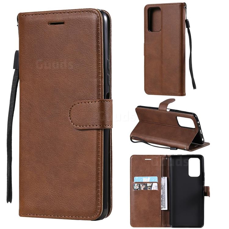 Retro Greek Classic Smooth PU Leather Wallet Phone Case for Xiaomi Redmi Note 10 Pro / Note 10 Pro Max - Brown