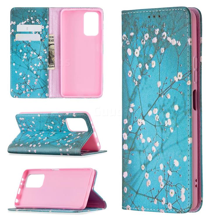 Plum Blossom Slim Magnetic Attraction Wallet Flip Cover for Xiaomi Redmi Note 10 Pro / Note 10 Pro Max