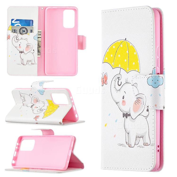 Umbrella Elephant Leather Wallet Case for Xiaomi Redmi Note 10 Pro / Note 10 Pro Max