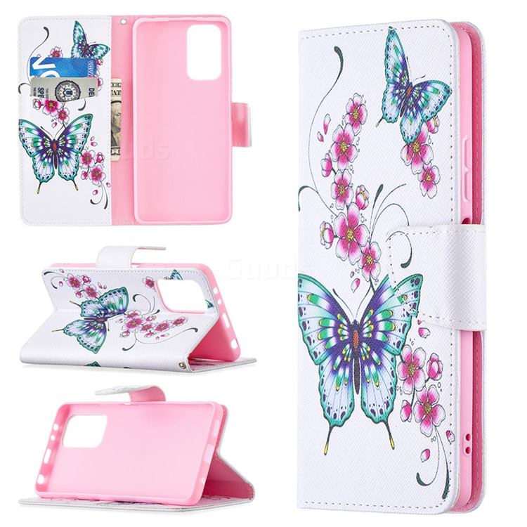 Peach Butterflies Leather Wallet Case for Xiaomi Redmi Note 10 Pro / Note 10 Pro Max
