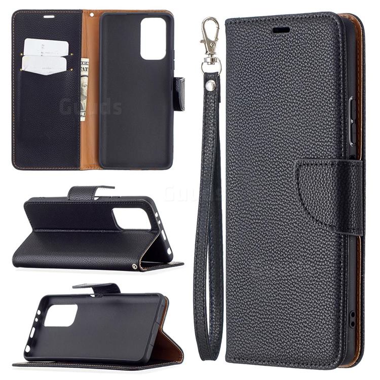 Classic Luxury Litchi Leather Phone Wallet Case for Xiaomi Redmi Note 10 Pro / Note 10 Pro Max - Black