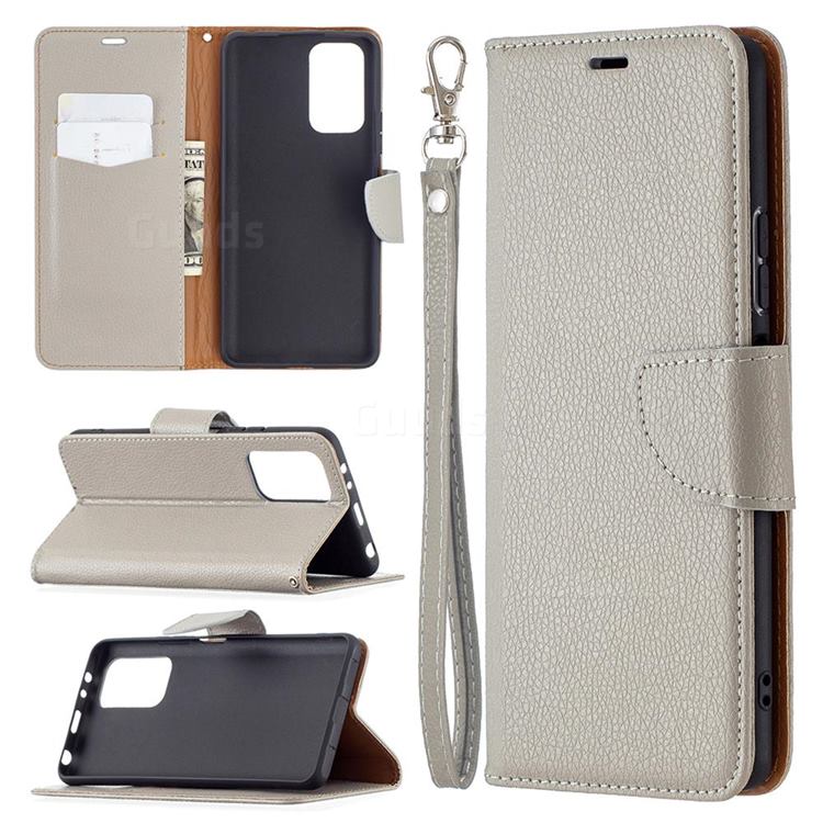 Classic Luxury Litchi Leather Phone Wallet Case for Xiaomi Redmi Note 10 Pro / Note 10 Pro Max - Gray