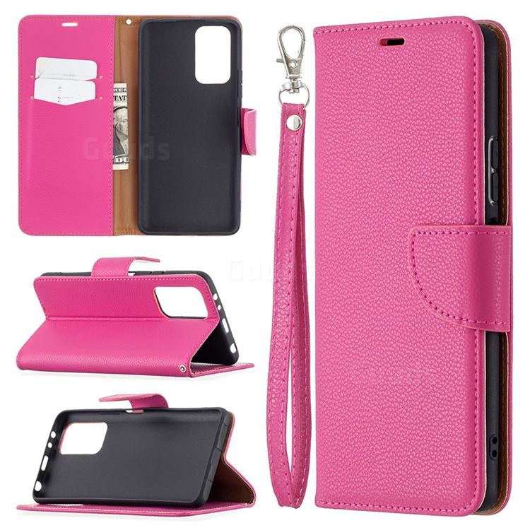 Classic Luxury Litchi Leather Phone Wallet Case for Xiaomi Redmi Note 10 Pro / Note 10 Pro Max - Rose