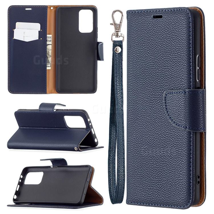 Classic Luxury Litchi Leather Phone Wallet Case for Xiaomi Redmi Note 10 Pro / Note 10 Pro Max - Blue