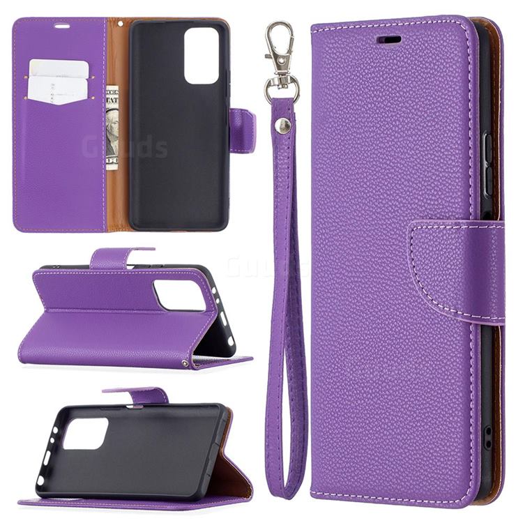 Classic Luxury Litchi Leather Phone Wallet Case for Xiaomi Redmi Note 10 Pro / Note 10 Pro Max - Purple