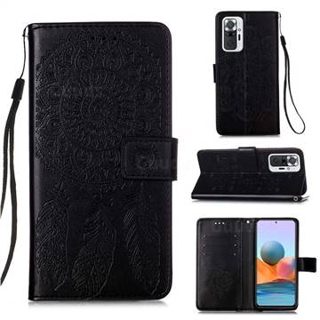 Embossing Dream Catcher Mandala Flower Leather Wallet Case for Xiaomi Redmi Note 10 Pro / Note 10 Pro Max - Black