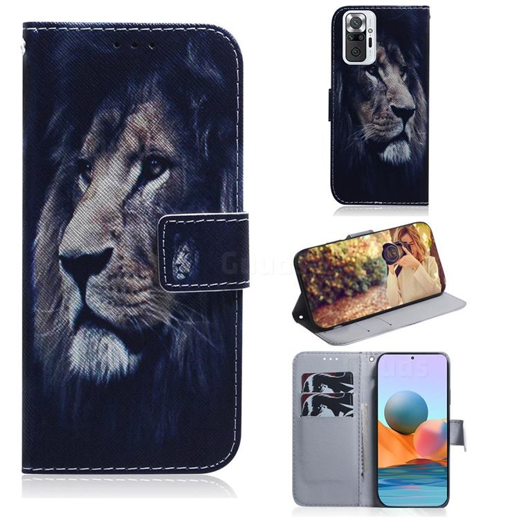 Lion Face PU Leather Wallet Case for Xiaomi Redmi Note 10 Pro / Note 10 Pro Max