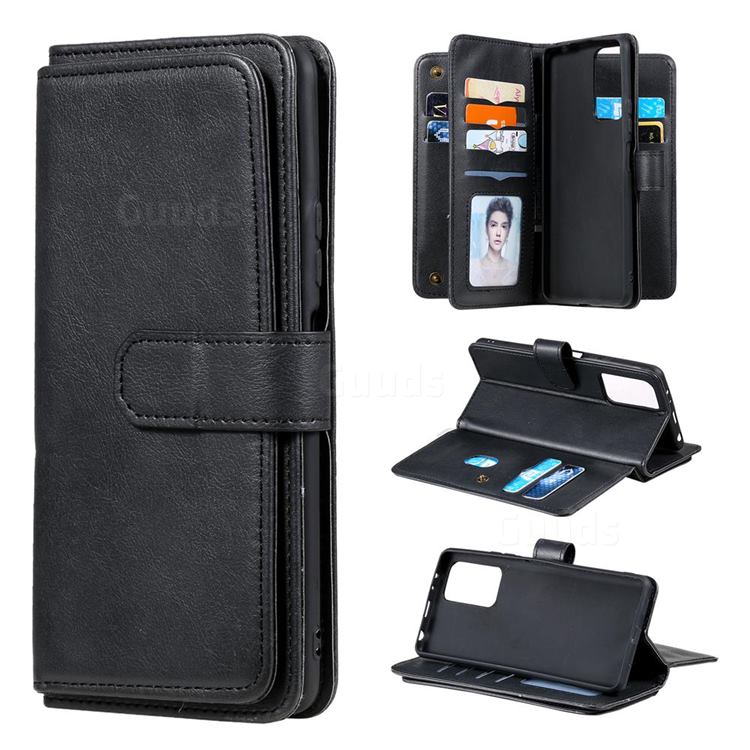 Multi-function Ten Card Slots and Photo Frame PU Leather Wallet Phone Case Cover for Xiaomi Redmi Note 10 Pro / Note 10 Pro Max - Black