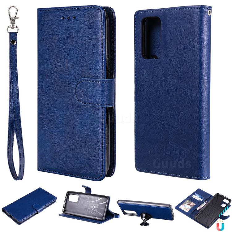 Retro Greek Detachable Magnetic PU Leather Wallet Phone Case for Xiaomi Redmi Note 10 Pro / Note 10 Pro Max - Blue