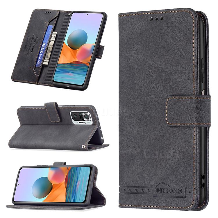 Binfen Color RFID Blocking Leather Wallet Case for Xiaomi Redmi Note 10 Pro / Note 10 Pro Max - Black
