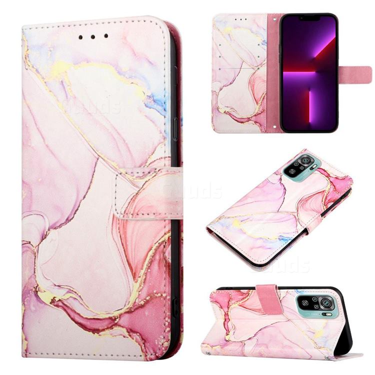 Rose Gold Marble Leather Wallet Protective Case for Xiaomi Redmi Note 10 Pro / Note 10 Pro Max