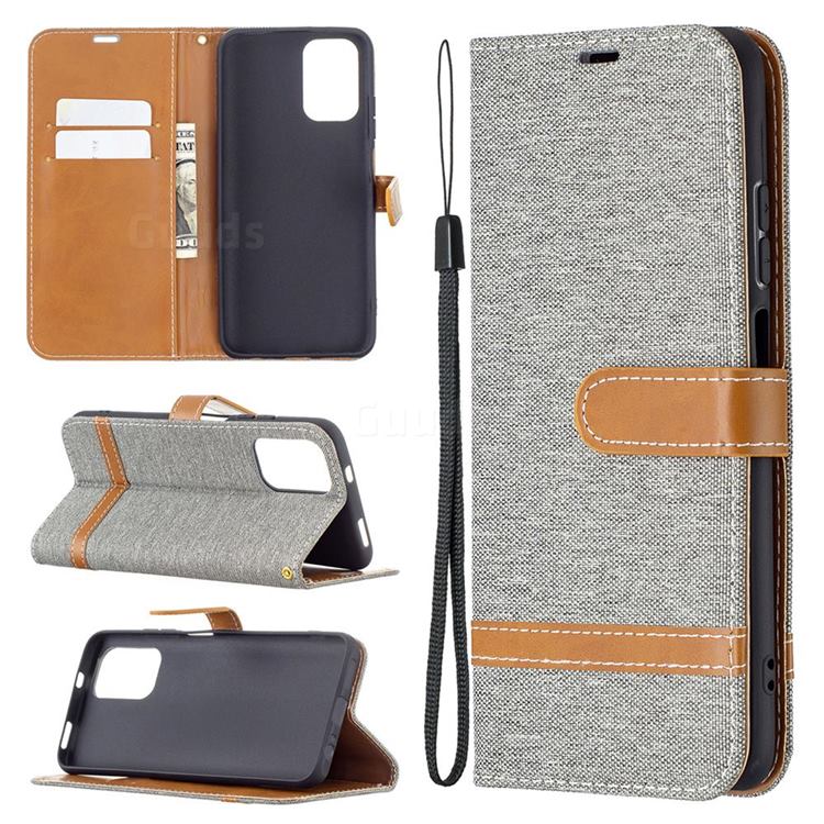 Jeans Cowboy Denim Leather Wallet Case for Xiaomi Redmi Note 10 4G / Redmi Note 10S - Gray