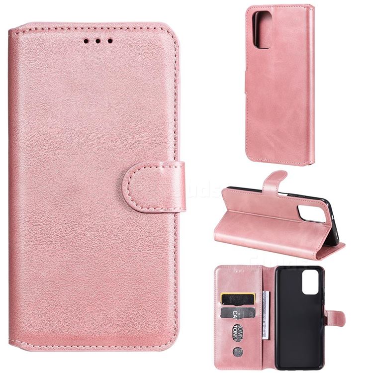 Retro Calf Matte Leather Wallet Phone Case for Xiaomi Redmi Note 10 4G / Redmi Note 10S - Pink