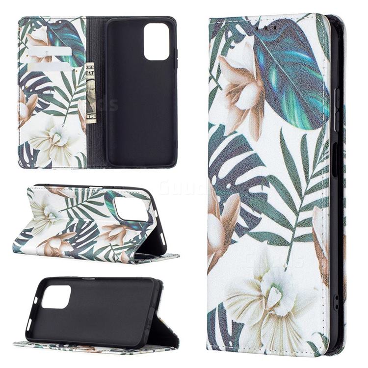 Flower Leaf Slim Magnetic Attraction Wallet Flip Cover for Xiaomi Redmi Note 10 4G / Redmi Note 10S