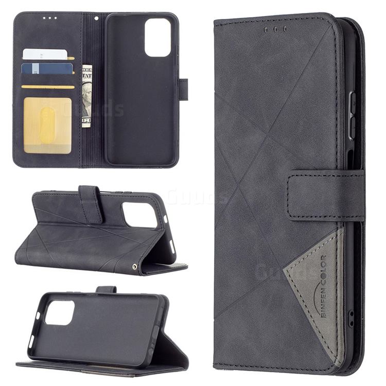 Binfen Color BF05 Prismatic Slim Wallet Flip Cover for Xiaomi Redmi Note 10 4G / Redmi Note 10S - Black