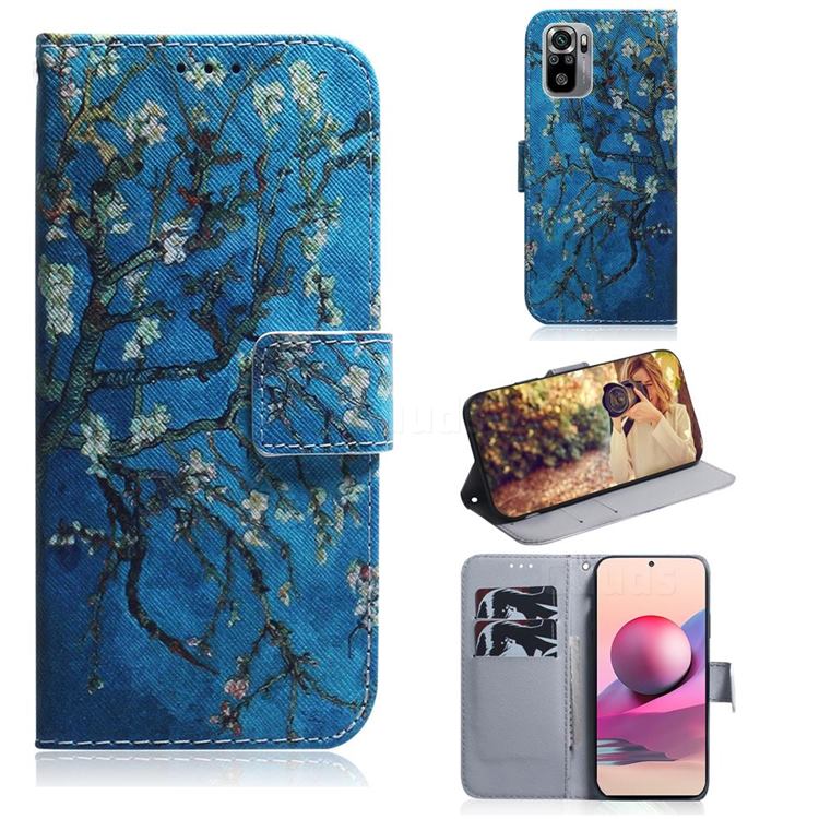 Apricot Tree PU Leather Wallet Case for Xiaomi Redmi Note 10 4G / Redmi Note 10S
