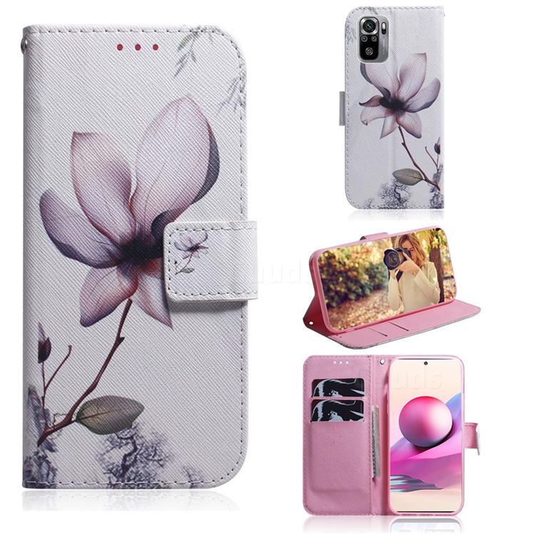 Magnolia Flower PU Leather Wallet Case for Xiaomi Redmi Note 10 4G / Redmi Note 10S
