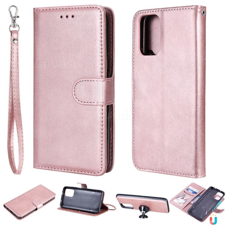 Retro Greek Detachable Magnetic PU Leather Wallet Phone Case for Xiaomi Redmi Note 10 4G / Redmi Note 10S - Rose Gold